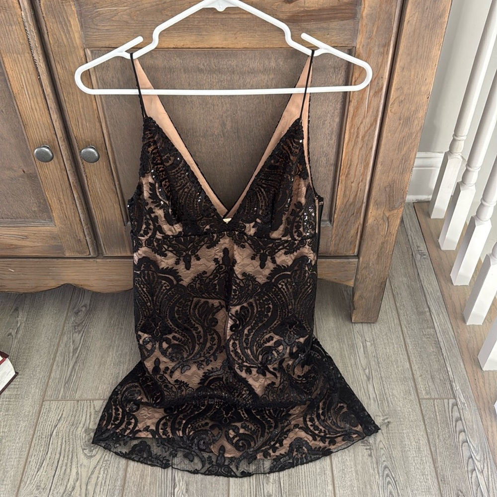 Free People Night Shimmer Mini Dress Black
